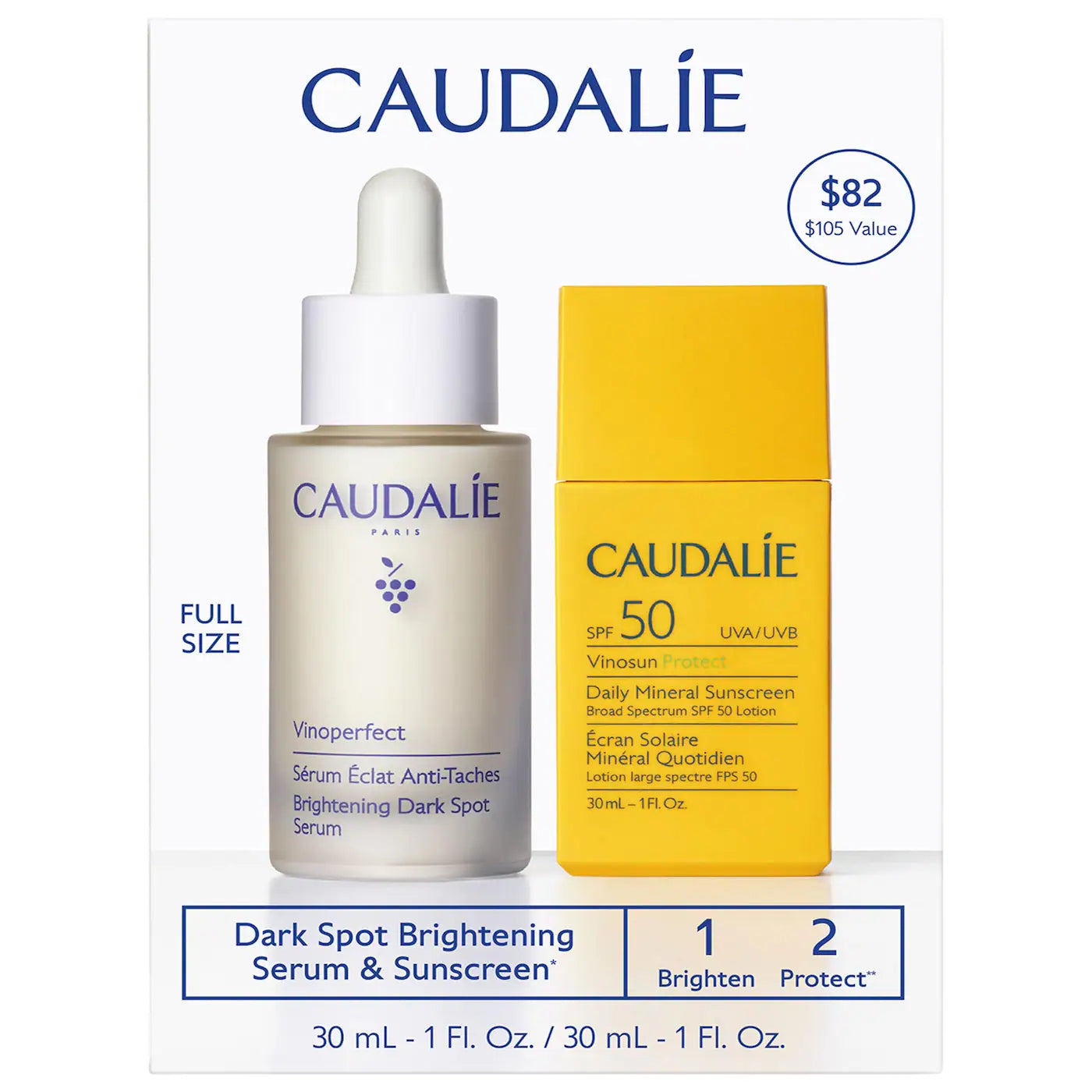 Caudalie  Dark Spot Brightening Serum & Sunscreen SPF 50 Set