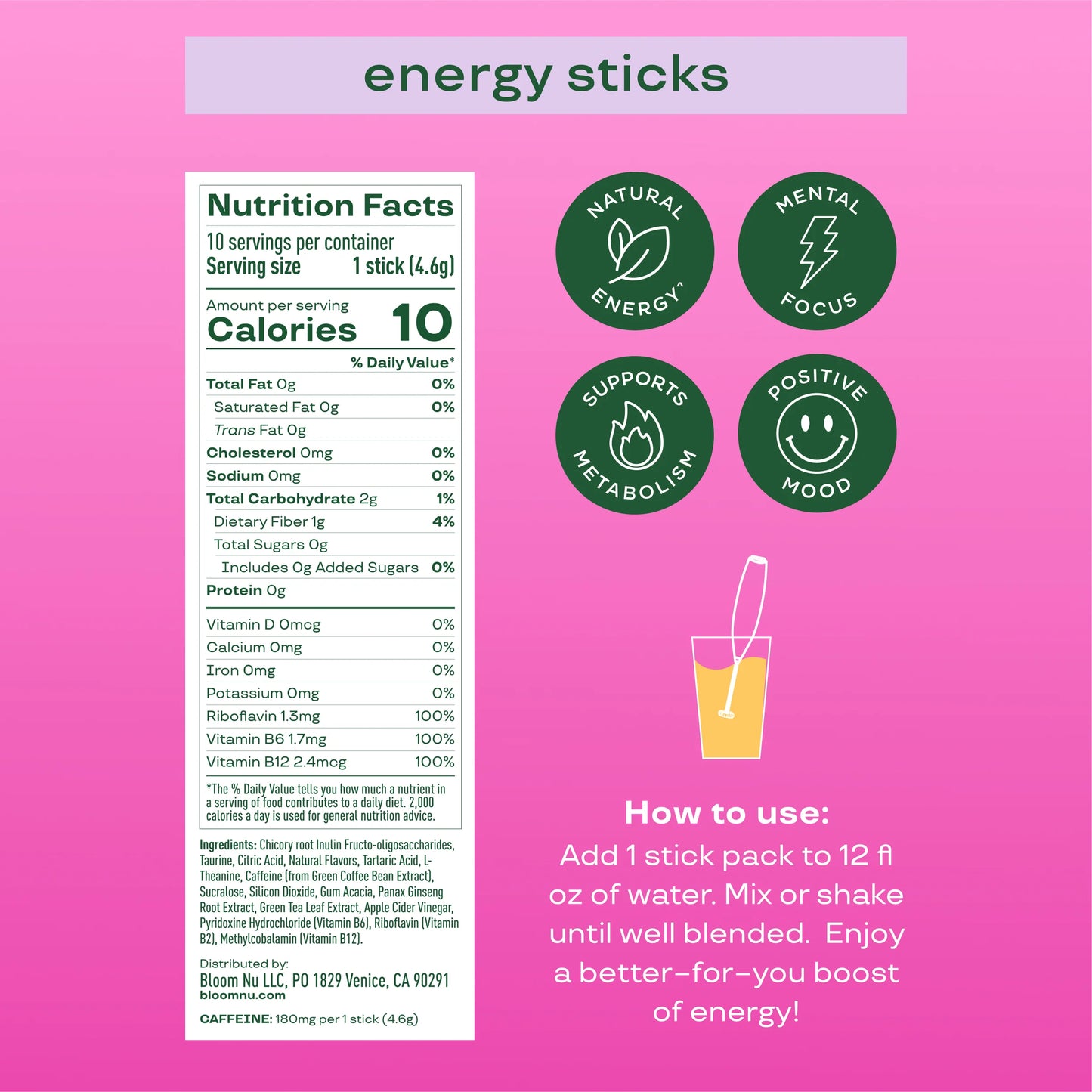 Bloom Nutrition  Energy Sticks