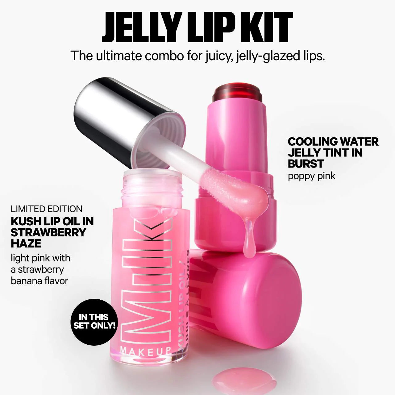 MILK MAKEUP  The Jelly Lip Kit: Lip + Cheek Stain & Lip Oil Duo