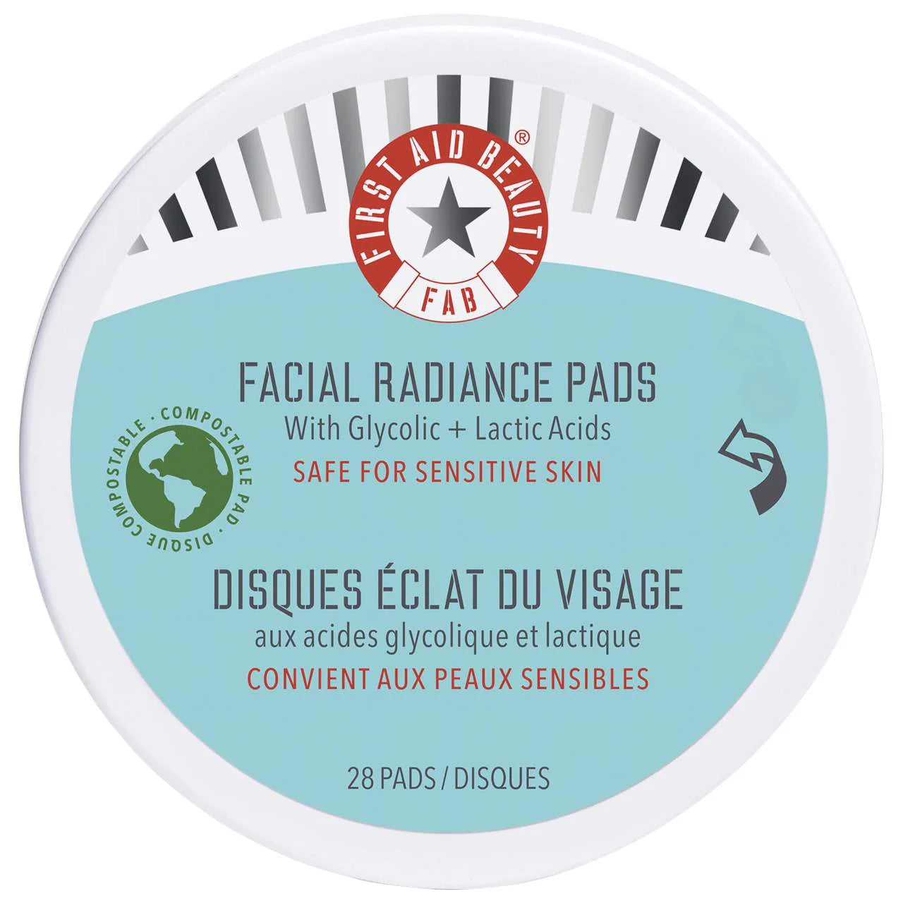 First Aid Beauty  Facial Radiance Pads with Glycolic + Lactic Acids – Exfoliating Pads with AHA