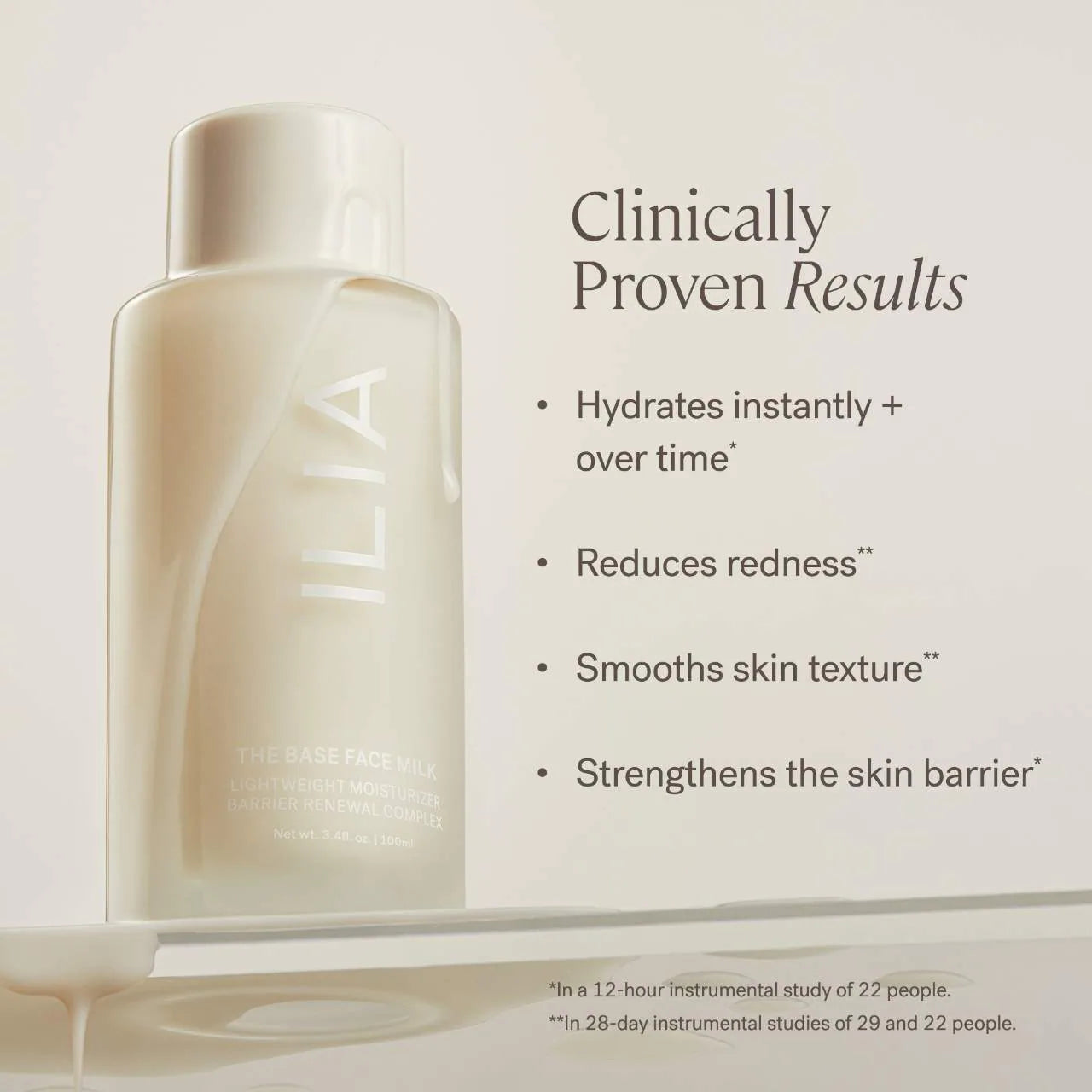 ILIA  The Base Face Milk Essence & Lightweight Moisturizer with Hyaluronic Acid