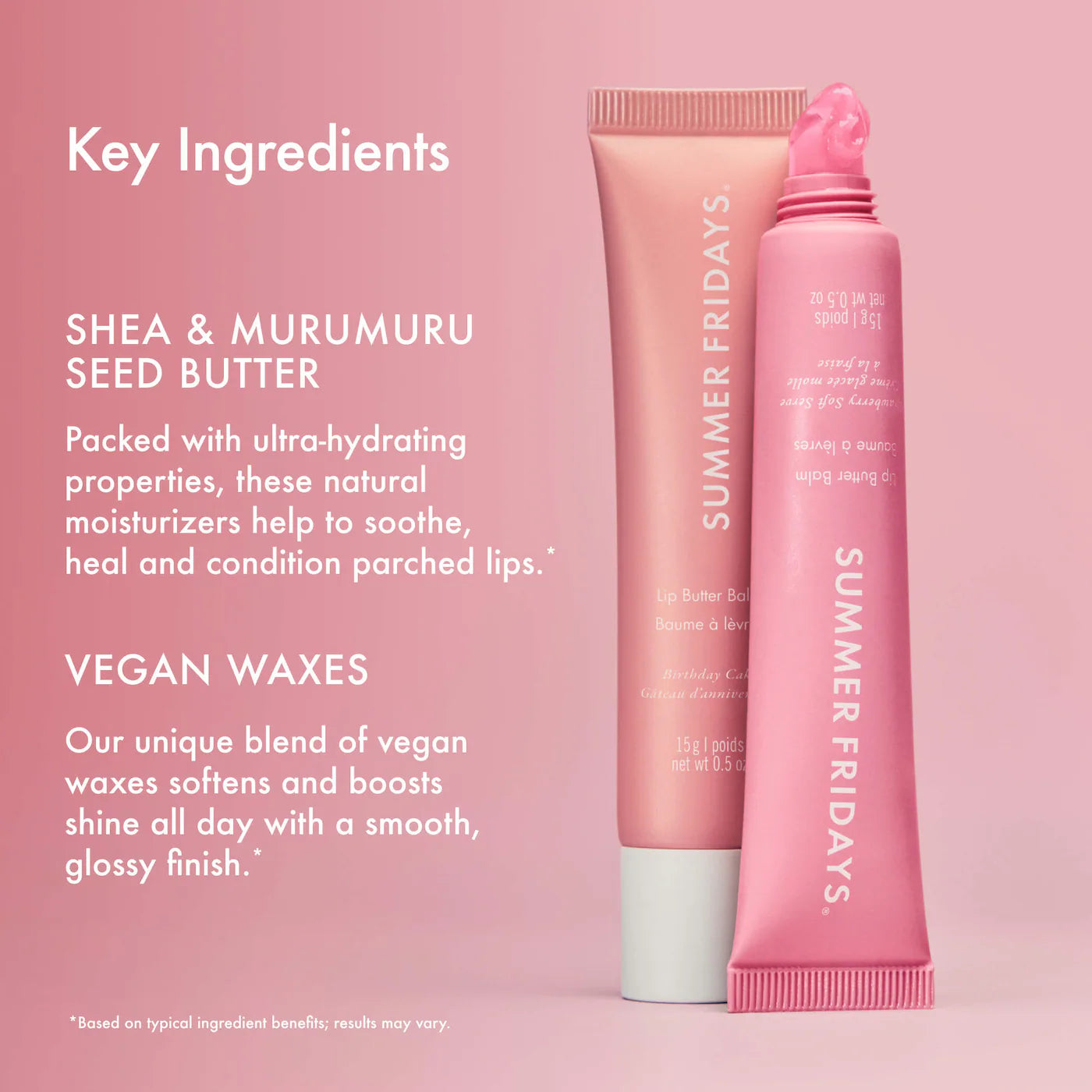 Summer Fridays  Sweet Pink Duo with Birthday Cake + Strawberry Soft Serve Lip Butter Balm