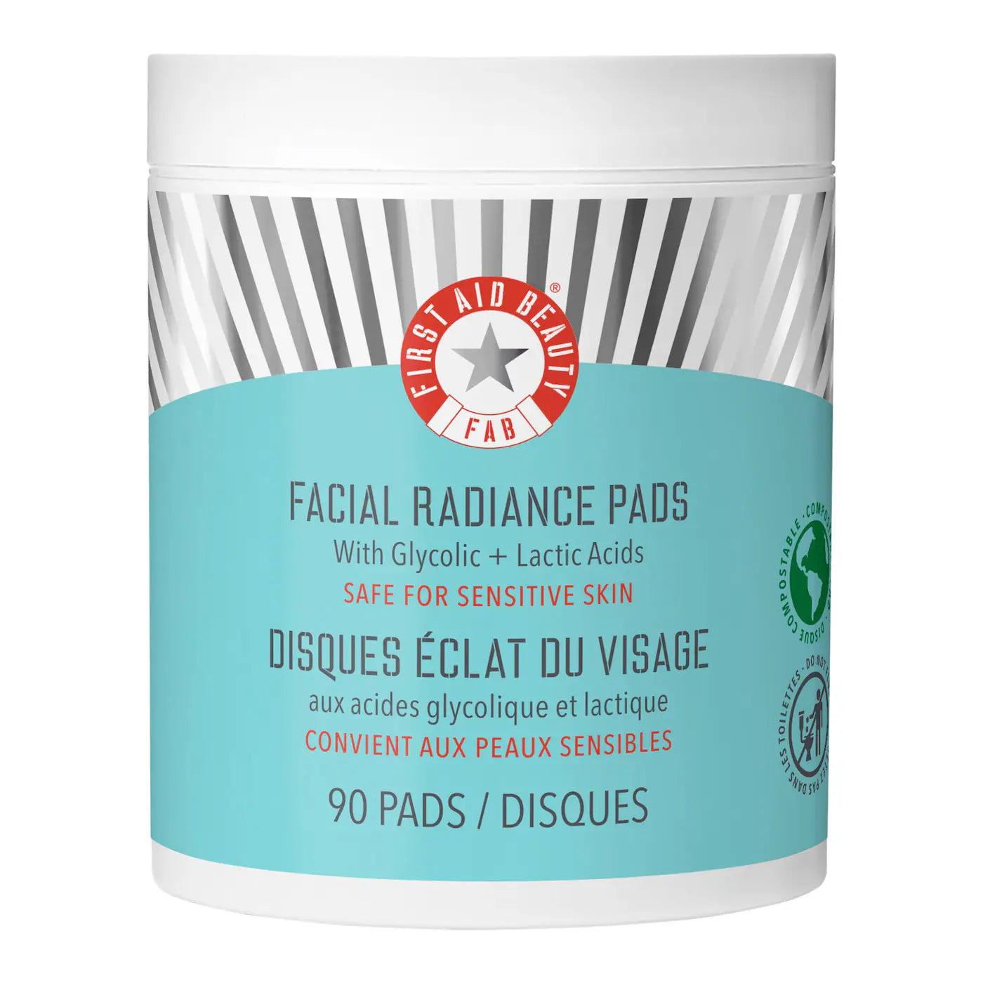 First Aid Beauty  Facial Radiance Pads with Glycolic + Lactic Acids – Exfoliating Pads with AHA